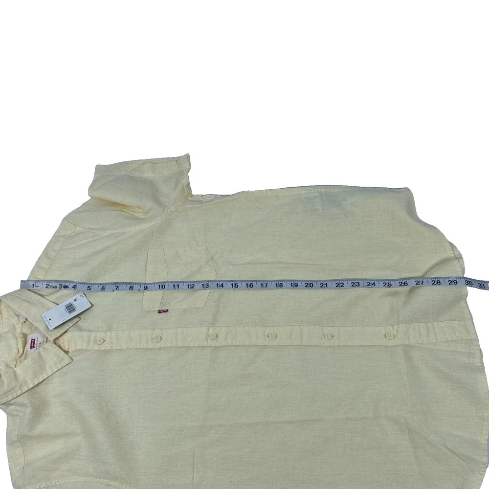 New Mens Levi's One Pocket Button Up Linen Blend Shirt Size Large Yellow NWT